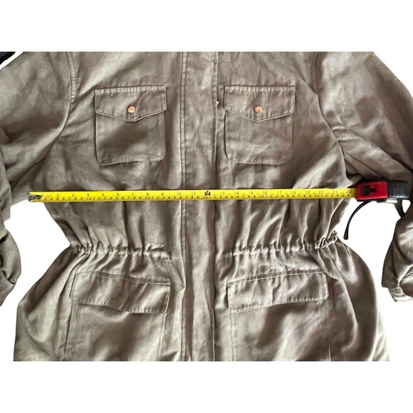 Vince Camuto Jacket Womens XXL Beige W/ Collar Zip Hidden Hood Lightweight - Picture 4 of 5